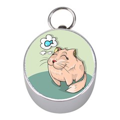 Cat Animal Fish Thinking Cute Pet Mini Silver Compasses by Nexatart