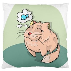 Cat Animal Fish Thinking Cute Pet Standard Flano Cushion Case (one Side) by Nexatart