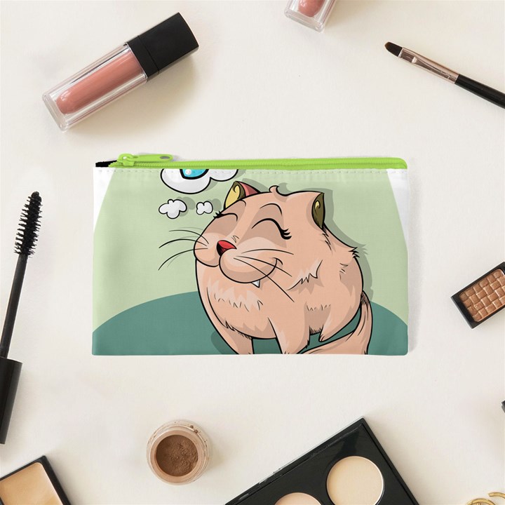 Cat Animal Fish Thinking Cute Pet Cosmetic Bag (XS)