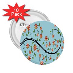 Branch Floral Flourish Flower 2 25  Buttons (10 Pack)  by Nexatart