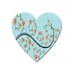 Branch Floral Flourish Flower Heart Magnet by Nexatart