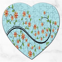 Branch Floral Flourish Flower Jigsaw Puzzle (heart) by Nexatart