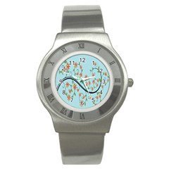 Branch Floral Flourish Flower Stainless Steel Watch by Nexatart