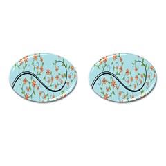 Branch Floral Flourish Flower Cufflinks (oval) by Nexatart