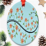 Branch Floral Flourish Flower Oval Ornament (Two Sides) Front