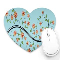 Branch Floral Flourish Flower Heart Mousepads by Nexatart