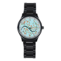 Branch Floral Flourish Flower Stainless Steel Round Watch by Nexatart