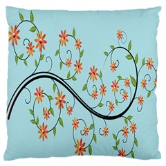 Branch Floral Flourish Flower Large Flano Cushion Case (two Sides) by Nexatart