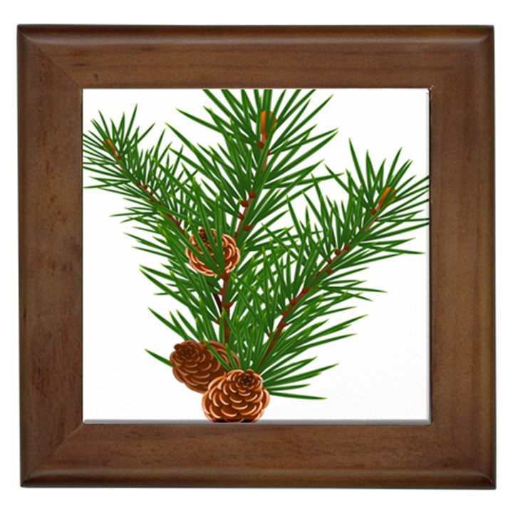 Branch Floral Green Nature Pine Framed Tiles