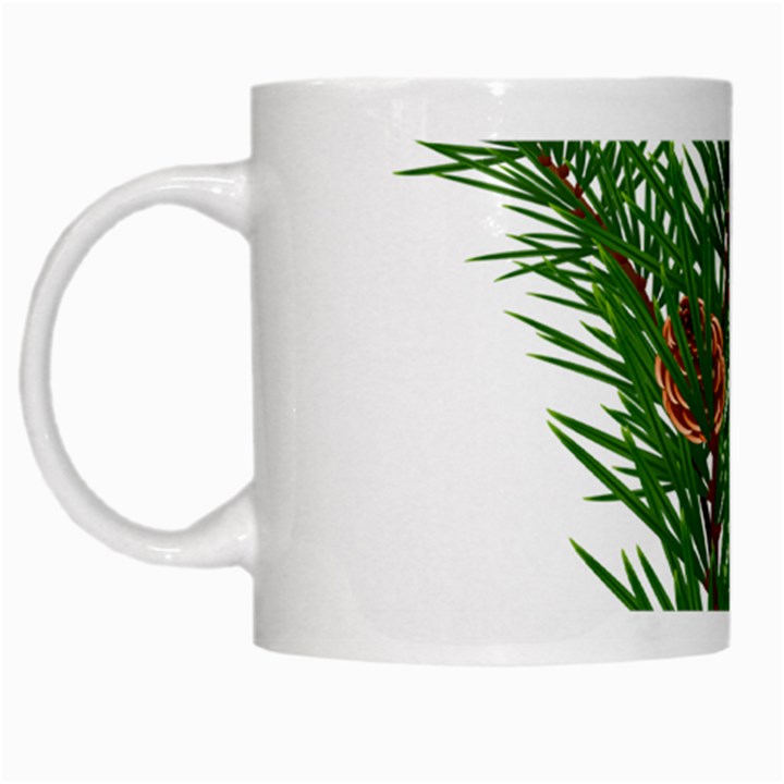 Branch Floral Green Nature Pine White Mugs