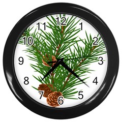 Branch Floral Green Nature Pine Wall Clocks (black) by Nexatart