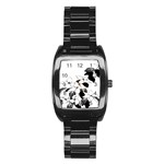 Ecological Floral Flowers Leaf Stainless Steel Barrel Watch Front