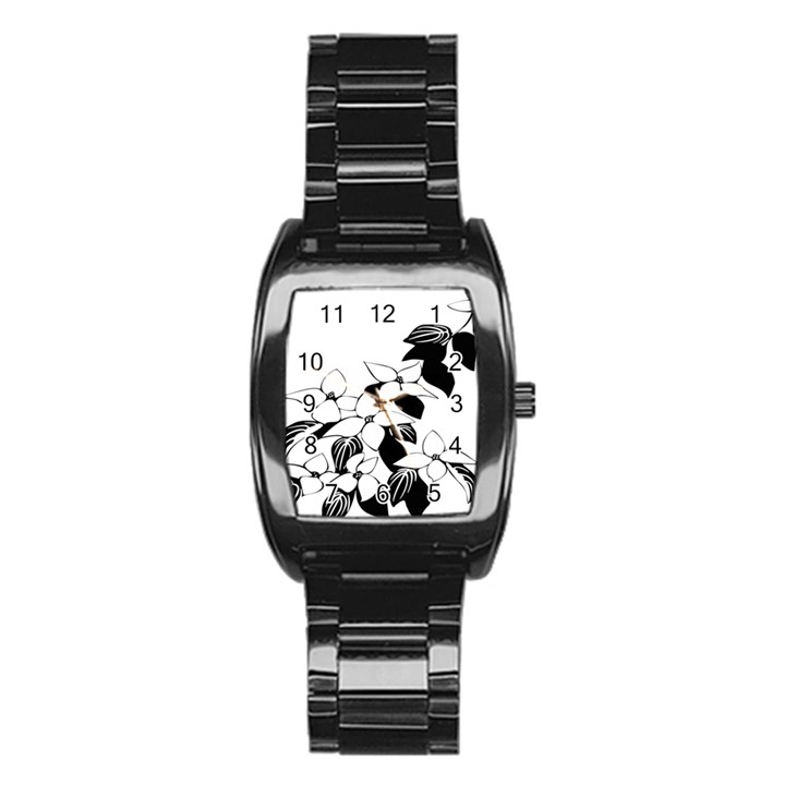 Ecological Floral Flowers Leaf Stainless Steel Barrel Watch