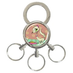 Cat Food Eating Breakfast Gourmet 3-ring Key Chains by Nexatart