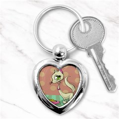 Cat Food Eating Breakfast Gourmet Key Chains (heart)  by Nexatart