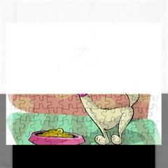 Cat Food Eating Breakfast Gourmet Rectangular Jigsaw Puzzl by Nexatart