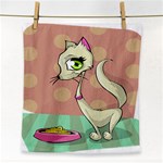 Cat Food Eating Breakfast Gourmet Face Towel Front