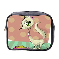 Cat Food Eating Breakfast Gourmet Mini Toiletries Bag 2-side by Nexatart