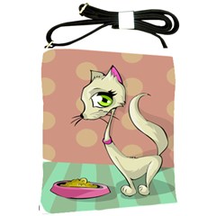 Cat Food Eating Breakfast Gourmet Shoulder Sling Bags by Nexatart