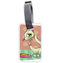 Cat Food Eating Breakfast Gourmet Luggage Tags (one Side)  by Nexatart