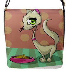 Cat Food Eating Breakfast Gourmet Flap Messenger Bag (s) by Nexatart