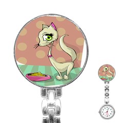 Cat Food Eating Breakfast Gourmet Stainless Steel Nurses Watch by Nexatart