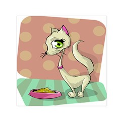 Cat Food Eating Breakfast Gourmet Small Satin Scarf (square) by Nexatart