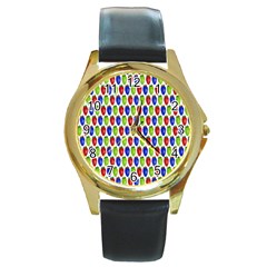 Colorful Shiny Eat Edible Food Round Gold Metal Watch by Nexatart