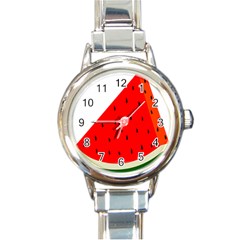 Fruit Harvest Slice Summer Round Italian Charm Watch by Nexatart