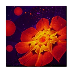 Royal Blue, Red, And Yellow Fractal Gerbera Daisy Tile Coasters by jayaprime