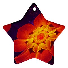 Royal Blue, Red, And Yellow Fractal Gerbera Daisy Ornament (star) by jayaprime