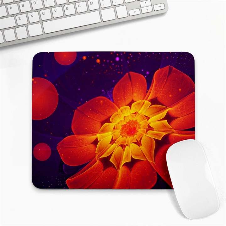 Royal Blue, Red, and Yellow Fractal Gerbera Daisy Large Mousepads