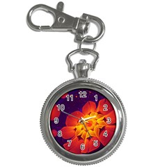 Royal Blue, Red, And Yellow Fractal Gerbera Daisy Key Chain Watches by jayaprime