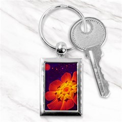 Royal Blue, Red, And Yellow Fractal Gerbera Daisy Key Chains (rectangle)  by jayaprime