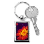 Royal Blue, Red, and Yellow Fractal Gerbera Daisy Key Chains (Rectangle)  Front