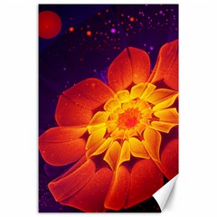 Royal Blue, Red, And Yellow Fractal Gerbera Daisy Canvas 24  X 36  by jayaprime