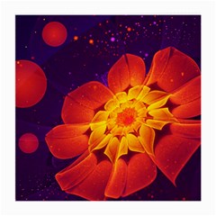 Royal Blue, Red, And Yellow Fractal Gerbera Daisy Medium Glasses Cloth by jayaprime