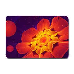 Royal Blue, Red, And Yellow Fractal Gerbera Daisy Small Doormat  by jayaprime