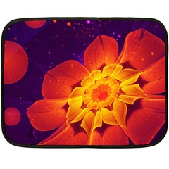 Royal Blue, Red, And Yellow Fractal Gerbera Daisy Double Sided Fleece Blanket (mini)  by jayaprime