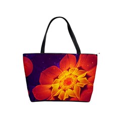 Royal Blue, Red, And Yellow Fractal Gerbera Daisy Shoulder Handbags by jayaprime