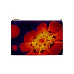 Royal Blue, Red, And Yellow Fractal Gerbera Daisy Cosmetic Bag (medium)  by jayaprime