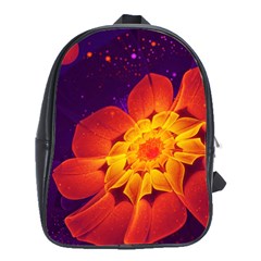 Royal Blue, Red, And Yellow Fractal Gerbera Daisy School Bags(large)  by jayaprime