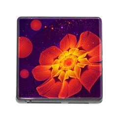 Royal Blue, Red, And Yellow Fractal Gerbera Daisy Memory Card Reader (square) by jayaprime