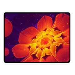 Royal Blue, Red, And Yellow Fractal Gerbera Daisy Fleece Blanket (small) by jayaprime