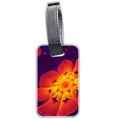 Royal Blue, Red, And Yellow Fractal Gerbera Daisy Luggage Tags (two Sides) by jayaprime