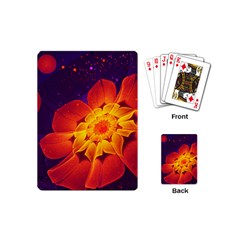 Royal Blue, Red, And Yellow Fractal Gerbera Daisy Playing Cards (mini)  by jayaprime