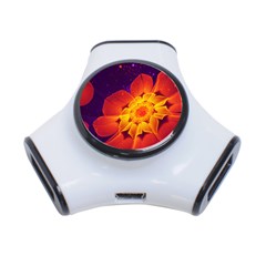 Royal Blue, Red, And Yellow Fractal Gerbera Daisy 3-port Usb Hub by jayaprime