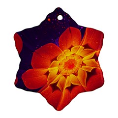 Royal Blue, Red, And Yellow Fractal Gerbera Daisy Ornament (snowflake) by jayaprime