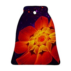 Royal Blue, Red, And Yellow Fractal Gerbera Daisy Ornament (bell) by jayaprime