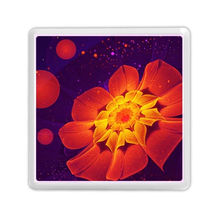 Royal Blue, Red, and Yellow Fractal Gerbera Daisy Memory Card Reader (Square) 